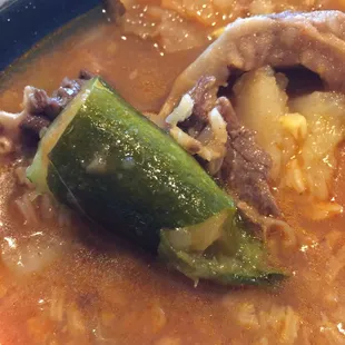 Extra large cut zucchini.