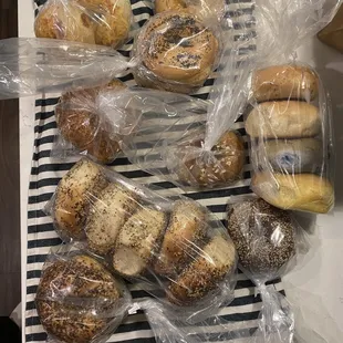 bagels wrapped in plastic