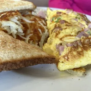 an omelet and toast