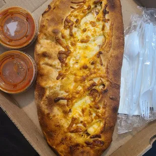 Buffalo Chicken Calzone (I added bacon to it)