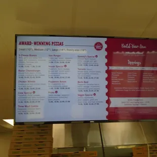 Menu board above the front counter.