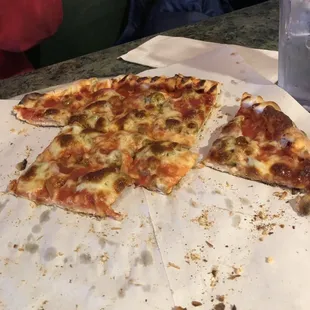 Medium Canadian bacon green olive pizza.  Forgot to take picture before we ate.