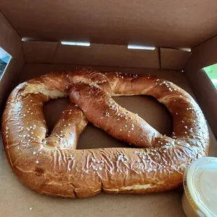 The pretzel was good, better than the pizza.