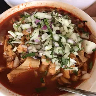 Menudo with the extras added on