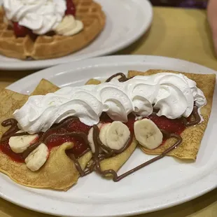 Nutella crepes with fresh strawberries and bananas!