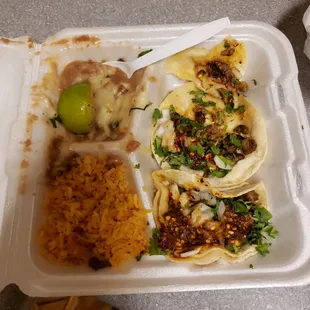 What I eanted was the combination.  What I got was 3 small corn tortillas with red sauce that burns my mouth. BAD!!!