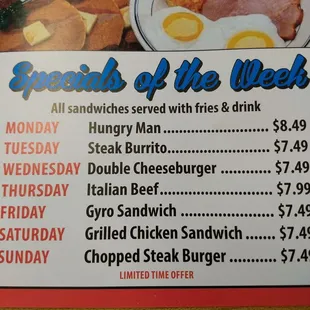 Daily Specials every day of the week.