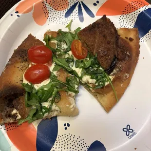 Samantha &amp; Mimi&apos;s pizza (forgive the ugly paper plate, but this is a picture of my pizza at home)