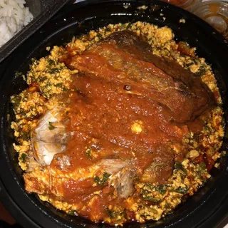 White Rice with Egusi Soup