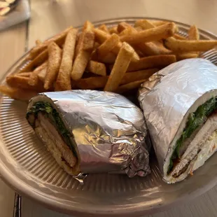 a sandwich and french fries