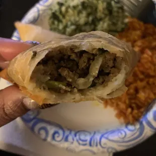 Inside of beef samosa