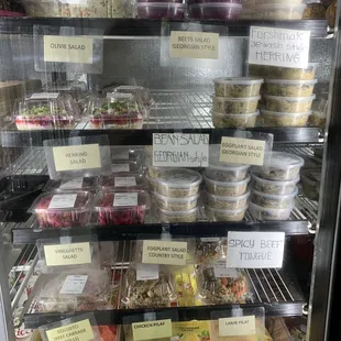 Homemade salad and deli selection.