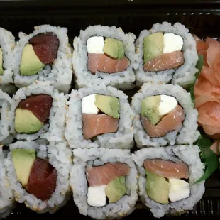 Take out - Philadelphia roll and a tuna/avocado roll