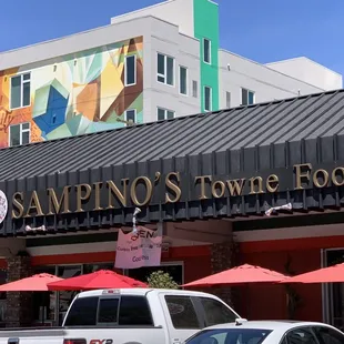 the front of the building