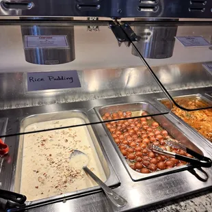 Dessert options for the buffet includes kheer and Gulab Jamun