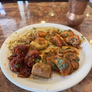 Various items from the buffet.