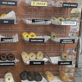 Wide variety of bagels.