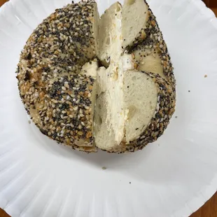 Everything bagel with jalapeño salsa cream cheese packed some heat