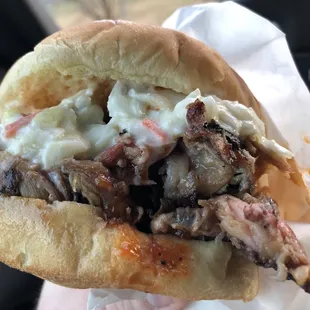 Pork sandwich with slaw