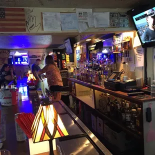 a bar with a television