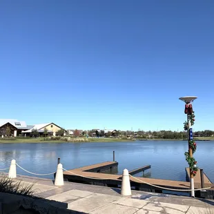 a view of a lake and a dock