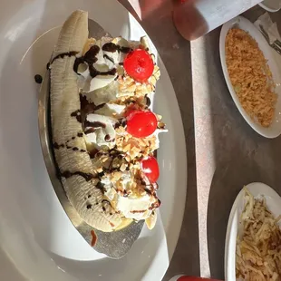 Banana split was delicious