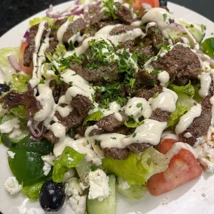 Beef shawarma salad