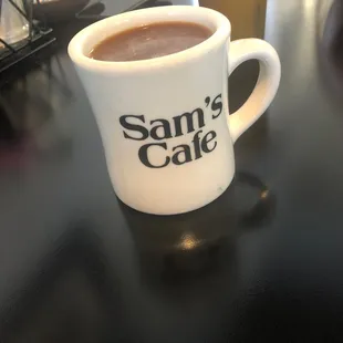 a cup of coffee on a table