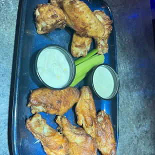 Wings Appetizer. Half w Mike's Hot Honey Half Buffalo seasoned. The wings were Awesome.