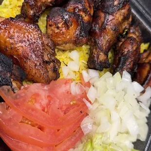 6 Pc Jumbo Wings with rice