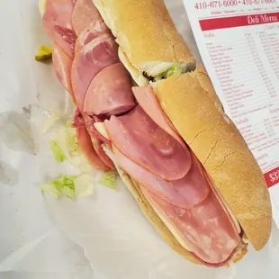 Whole Italian sub - menu for comparison purposes It's a hefty sub - 2 servings easy