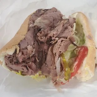 Half of a 12" roast beef (with LTOP and cheese) 11.50 + extra toppings? = $13.25