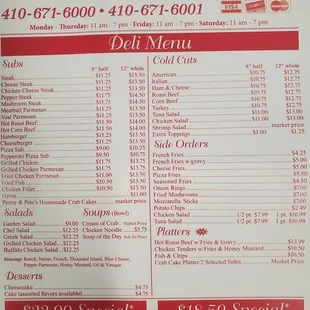 Menu prices as of 3-15-23 Prices have increased lately