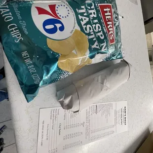 Menu &amp; Potato Chips! Turkey/Cheese Sub!