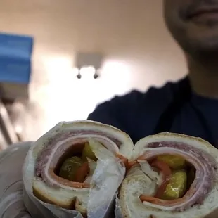 Owner (Brandon) showcasing a Sam&apos;s sub