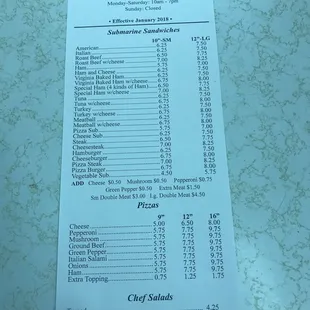 menu