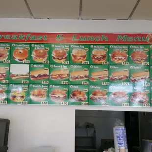 Sandwich menu