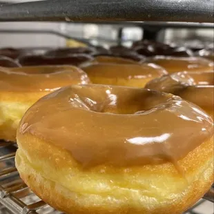 glazed donuts on a rack