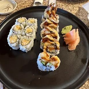 Spicy Scallop Roll and Shrimp Tempura Roll