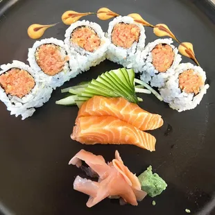 a plate of sushi