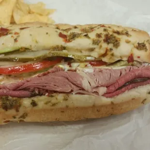 Footlong Roast Beef and Pastrami with double meat. YUM!