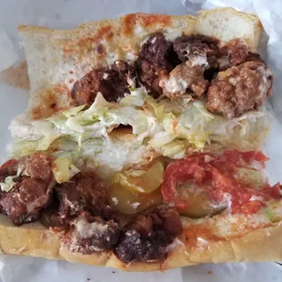 This is the oyster poboy! Can you BELIEVE people would serve someone food like this?