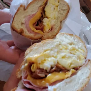 Breakfast sandwich. Sandwich is like 6inches long. Charged me $8