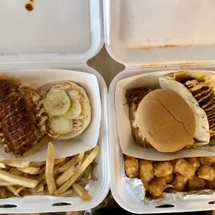 Combo #2 and Combo #3 (with tater tot sub).  Enjoyed our takeout!