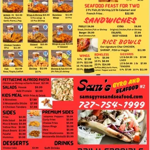 sushi and sashimi, menu