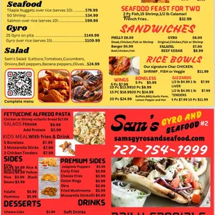 sushi and sashimi, menu