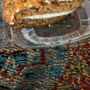 Decided to get a desert to go and owner recommended. So far this carrot cake with cream cheese frosting