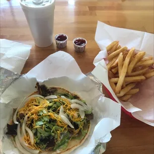 a taco and fries