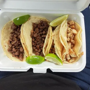 Steak and grilled chicken tacos