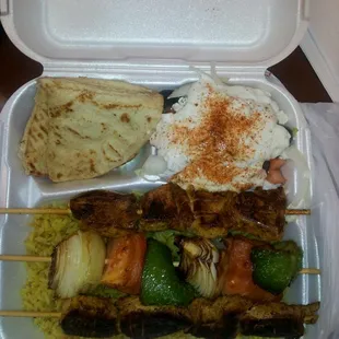 chicken kabobs plate